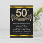 ブラックゴールド50歳の誕生日パーティー 招待状 (スタンド正面)