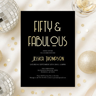 ブラックゴールド50歳 そして ファビュラス モダン50歳の誕生日 箔招待状