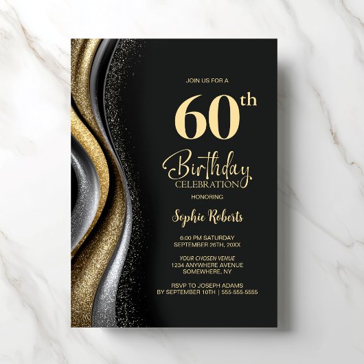 ブラックゴールド60歳の誕生日パーティー 招待状