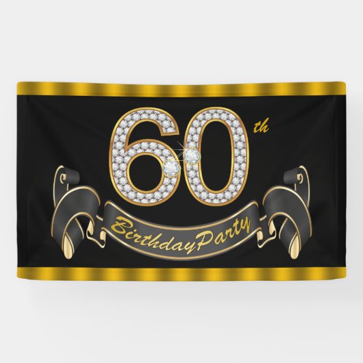 ブラックゴールド60歳の誕生日パーティー 横断幕 (横)