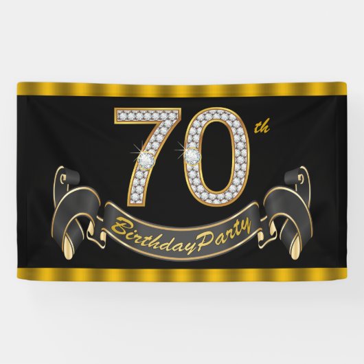 ブラックゴールド70歳の誕生日パーティー 横断幕 (横)