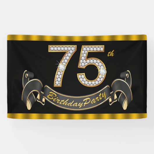 ブラックゴールド75歳の誕生日パーティー 横断幕 (横)