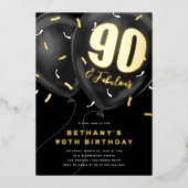 ブラックゴールド90歳の誕生日パーティー 箔招待状 (正面)