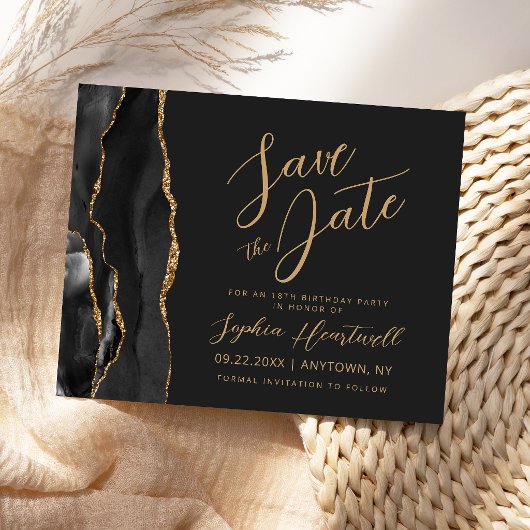 ブラックゴールド アゲート 18歳の誕生日 Save the Date