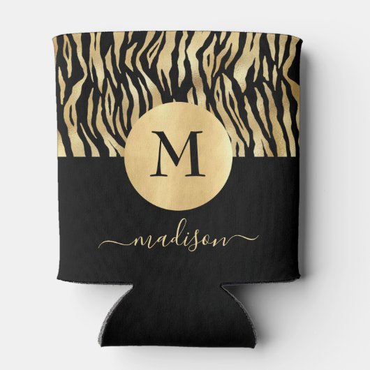 ブラックゴールド アニマルプリント モノグラム ネーム グラムチック 缶クーラー (裏面)