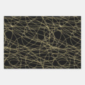 ブラックゴールド アブストラクト レッドリップ ブライダルシャワー ラッピングペーパーシート (正面3)