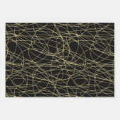 ブラックゴールド アブストラクト レッドリップ ブライダルシャワー ラッピングペーパーシート (正面)