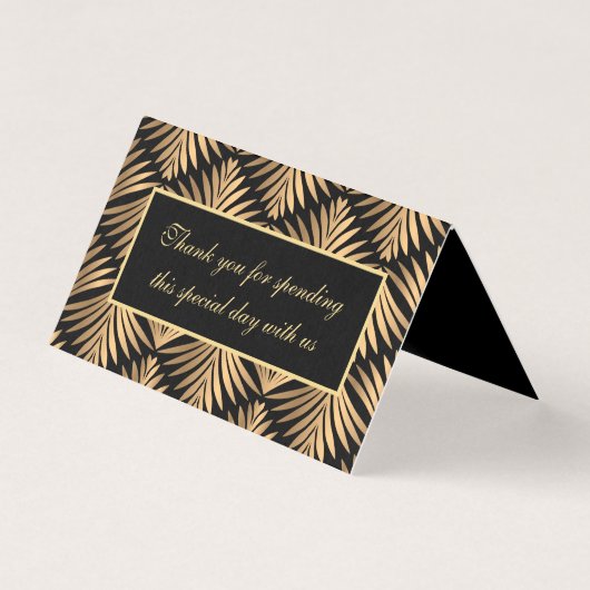 ブラックゴールド アートデコ ご招待状 サンキュー カード ゴージャス ウェディングパーティー (正面)