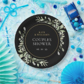 ブラックゴールド ウォーターカラー グリーンのカッポウシャワー ペーパープレート (パーティー)