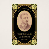 ブラックゴールド エレガント お葬式 追悼 祈念カード (正面)