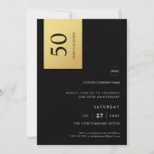 ブラックゴールド カラー ブロック ビジネス アニバーサリー パーティー 招待状 (正面)