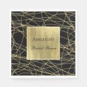 ブラックゴールド グラム アブストラクト ブライダル シャワー スタンダードランチョンナプキン (正面)