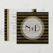 ブラックゴールド グラム ストライプ 結婚式 披露宴 招待状 (正面/裏面)