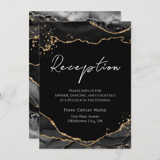 ブラックゴールド グリッター アゲート ストーン ウェディング 封入カード C エンクロージャーカード (正面/裏面)