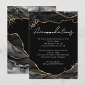 ブラックゴールド グリッター アゲート 結婚式 宿泊施設 E エンクロージャーカード (正面/裏面)