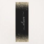 ブラックゴールド グリッター ガーリー モノグラム フィットネス ヨガマット (正面)