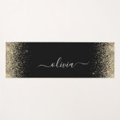 ブラックゴールド グリッター ガーリー モノグラム フィットネス ヨガマット (正面(横))