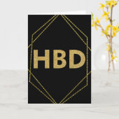ブラックゴールド グリッター HBD 誕生日 ベストフレンド ジオメトリック カード (黄色い花)