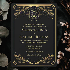 ブラックゴールド サン ムーン タロット カード ウェディング 招待状