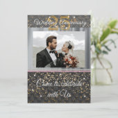 ブラックゴールド&シルク 25周年記念 結婚式 招待状 (スタンド正面)