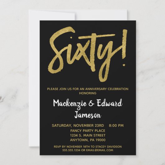 ブラックゴールド スクリプト 60周年 招待状 (正面)