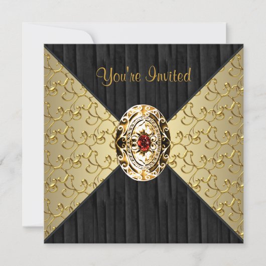 ブラックゴールド スワール ブラックゴールドパーティー 招待状 (正面)
