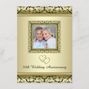 ブラックゴールド スワール 50周年 結婚記念日 パーティー 招待状