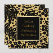 ブラックゴールド スワール 50周年 結婚記念日 招待状 (正面/裏面)