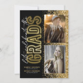 ブラックゴールド ダブル 卒業パーティー 招待状 (正面)