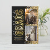 ブラックゴールド ダブル 卒業パーティー 招待状 (スタンド正面)