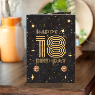 ブラックゴールド ダンシング ディスコボール 18歳の誕生日おめでとう カード
