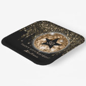 ブラックゴールド ディスコボール ハッピー30歳誕生日 ペーパープレート (傾斜あり)