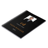 ブラックゴールド ネームイニシャル フォト ビジネス ノートブック (左側)