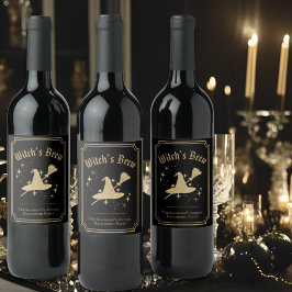 ブラックゴールド ハット & ブルーム ウィッチズ ブリュー ハロウィンパーティー ワインラベル