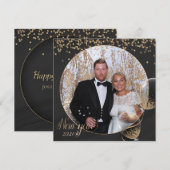 ブラックゴールド ハッピーニューイヤー 2021 あなただけの写真を追加 シーズンカード (正面/裏面)