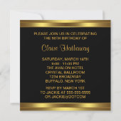 ブラックゴールド ハート ボウ 女性の50歳の誕生日パーティー 招待状 (裏面)