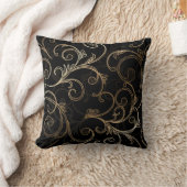 ブラックゴールド バロック クッション (ブランケット)