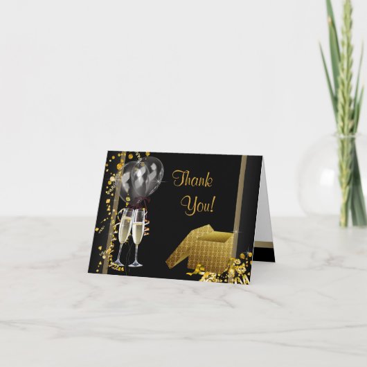 ブラックゴールド バースデーパーティー サンクス サンキューカード (正面)