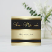 ブラックゴールド バー ミッツヴァ ご招待 招待状 (スタンド正面)