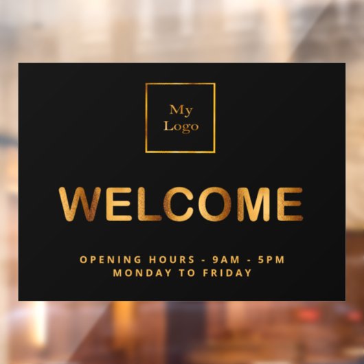 ブラックゴールド ビジネス ロゴ オープニングアワーズ ウェルカム ウィンドウサイン (シート2)
