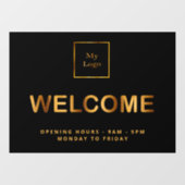 ブラックゴールド ビジネス ロゴ オープニングアワーズ ウェルカム ウィンドウサイン (シート)