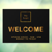 ブラックゴールド ビジネス ロゴ オープニングアワーズ ウェルカム ウィンドウサイン (シート3)