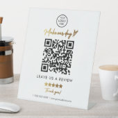 ブラックゴールド ビジネス QRコード レビューを残してください 台座サイン (インサイチュ)