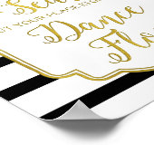 ブラックゴールド ピンク ウォーターカラー フローラル ウェディング サイン (角)