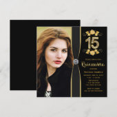 ブラックゴールド フォト キンセアニエラ 招待状 (正面/裏面)