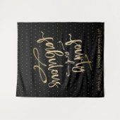 ブラックゴールド フォーティ アンド ファブロス バースデー フォトブース タペストリー (正面(横))