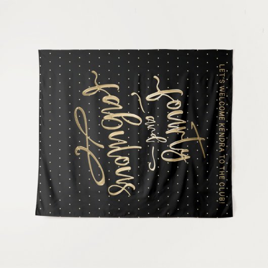 ブラックゴールド フォーティ アンド ファブロス 誕生日 フォトブース タペストリー (正面(横))