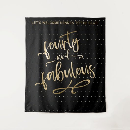 ブラックゴールド フォーティ アンド ファブロス 誕生日 フォトブース タペストリー (正面)