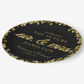 ブラックゴールド フューチャー ミスター&ミセス 婚約パーティー ペーパープレート (アングル)