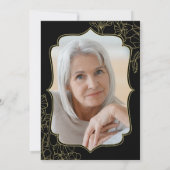 ブラックゴールド フラワーフォト 80歳の誕生日パーティー 招待状 (裏面)